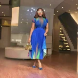 Rainbow Printed Short Sleeve Loose Half Skirt Suit GZRF-KH-0085