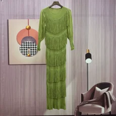 Tassel Bubble Sleeve Long Dress GZRF-KH-0089