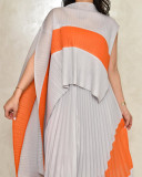 Irregular Color Block Pleated Loose Maxi Dress GZRF-KH-0028