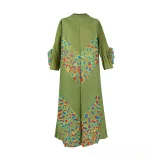 Leopard Print Patchwork Long Sleeve Maxi Dress GZRF-KH-0083