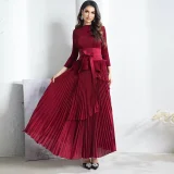 Pleated Solid Color Top Long Skrits Suit GZRF-KH-0096