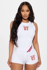 Print Sleeveless Tank Tops Two Piece Shorts Set YWXS-K25L41