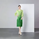 Gradient Color Long Sleeve Midi Dress GZRF-KH-0079