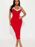 Solid Color Halterneck Backless Bodycon Dress YWXS-K25L280