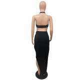 Sexy Solid Color Bikinis Long Skirt Swimsuit Set GCNF-0103