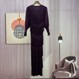 Tassel Bubble Sleeve Long Dress GZRF-KH-0089