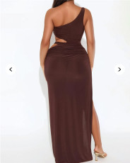 Single Shoulder Hollow Out Maxi Dress YWXS-K25L229