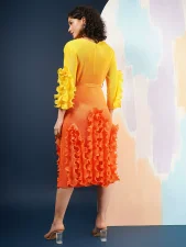 Gradient Color Long Sleeve Midi Dress GZRF-KH-0079