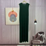 Sleeveless Press Pleated Slim Maxi Dress GZRF-KH-0059