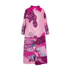 Fashion Print Lapel Loose Long Dress GZRF-KH-0046