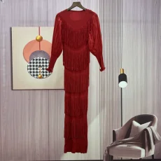 Tassel Bubble Sleeve Long Dress GZRF-KH-0089