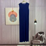 Sleeveless Press Pleated Slim Maxi Dress GZRF-KH-0059