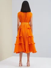 Sleeveless Solid Color Midi Dress GZRF-HY-9069