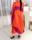 Irregular Color Block Pleated Loose Maxi Dress GZRF-KH-0028