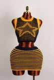 Knits Sleeveless Tank Tops Two Piece Skirts Set YWXS-K25L637