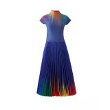 Rainbow Printed Short Sleeve Loose Half Skirt Suit GZRF-KH-0085