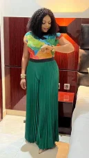 Plaid Print Tops Pleated Wide Leg Pants Suit GZRF-KH-0047