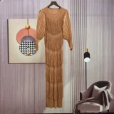 Tassel Bubble Sleeve Long Dress GZRF-KH-0089