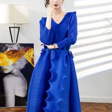 V Neck Loose Long Sleeve Maxi Dress GZRF-KH-0088