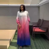 Bubble Sleeve Gradient Color Loose Long Dress GZRF-KH-0080