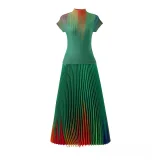 Rainbow Printed Short Sleeve Loose Half Skirt Suit GZRF-KH-0085