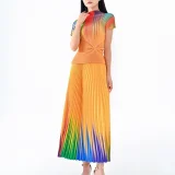 Rainbow Printed Short Sleeve Loose Half Skirt Suit GZRF-KH-0085