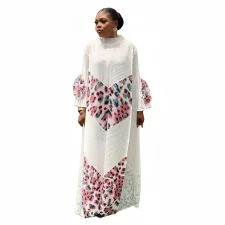 Leopard Print Patchwork Long Sleeve Maxi Dress GZRF-KH-0083
