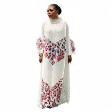 Leopard Print Patchwork Long Sleeve Maxi Dress GZRF-KH-0083