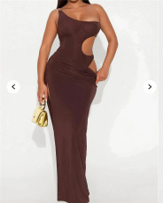 Single Shoulder Hollow Out Maxi Dress YWXS-K25L229