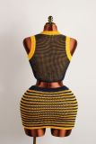 Knits Sleeveless Tank Tops Two Piece Skirts Set YWXS-K25L637