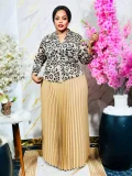 Long Sleeve Print Pleated Maxi Dress GZRF-A227