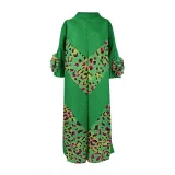 Leopard Print Patchwork Long Sleeve Maxi Dress GZRF-KH-0083