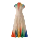 Rainbow Printed Short Sleeve Loose Half Skirt Suit GZRF-KH-0085
