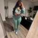Lapel Zipper Patchwork Sport Two Piece Pants Set LSD-2499