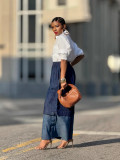 Patchwork Contrast Color Wide Leg Jeans GYLN-8157