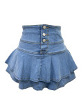 Casual Zipper Double Layer Ruffle Skirt LSD-2227