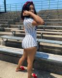 Print Stripe Short Sleeve Romper YWXS-K25L391