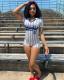 Print Stripe Short Sleeve Romper YWXS-K25L391