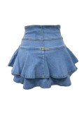 Casual Zipper Double Layer Ruffle Skirt LSD-2227