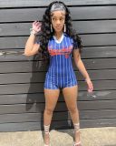 Print Stripe Short Sleeve Romper YWXS-K25L391
