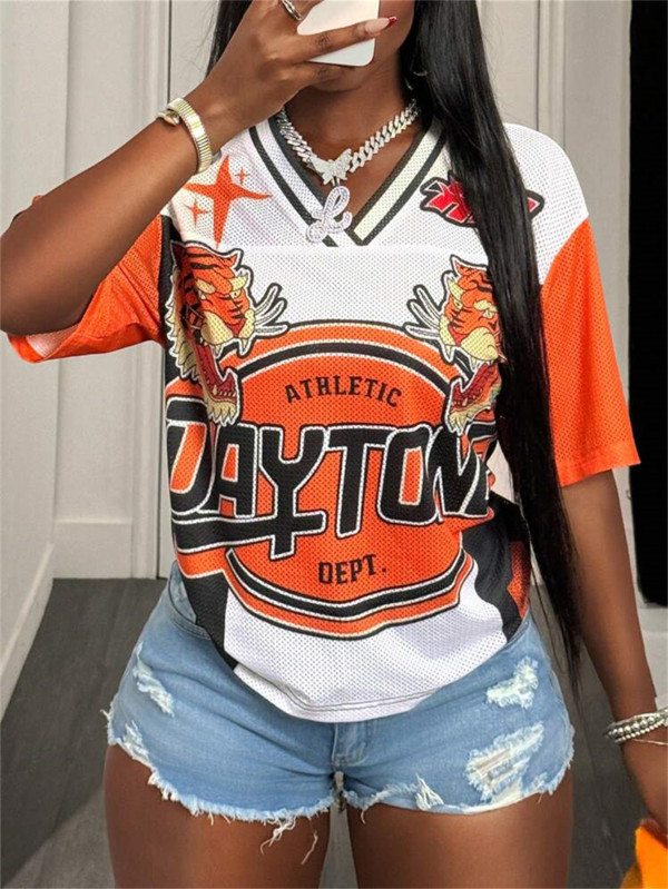 Loose Print Sport Short Sleeve T Shirt YWXS-K25L248