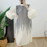 Long Sleeve Stripe Print Midi Dress GZRF-KH-0109