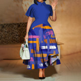 Plus Size Lapel Ruffles Sleeve Midi Dress NNWF-8109