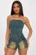 Fashion Denim Wrap Chest Romper GKNF-6051