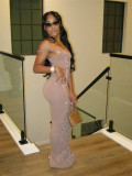 Letter Print Sleeveless Maxi Dress YWXS-K25L336