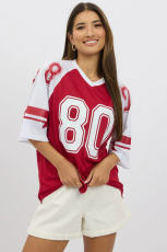 V Neck Loose Print Sport T Shirt YWXS-XS-L45292