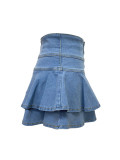 Casual Zipper Double Layer Ruffle Skirt LSD-2227