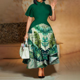 Plus Size Lapel Ruffles Sleeve Midi Dress NNWF-8109