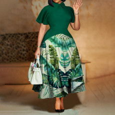 Plus Size Lapel Ruffles Sleeve Midi Dress NNWF-8109