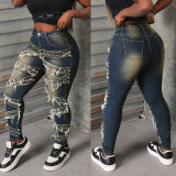 Fashion Washed Slim Pencil Jeans GKNF-6052